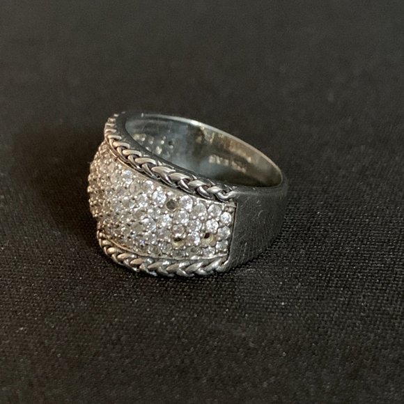 Cubic Zirconia Pavé Statement Ring in Sterling Silver - Picture 1 of 6
